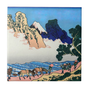 Katsushika Hokusai - Rückseite des Fuji, Minobu-Fl Fliese