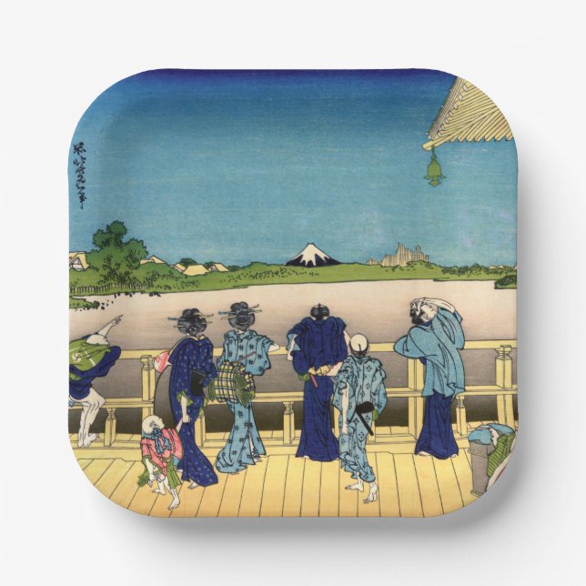 Katsushika Hokusai - Saal Sazai, Temple 500 Rakan Pappteller (Vorderseite)