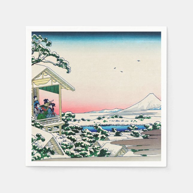 Katsushika Hokusai - Teehaus bei Koishikawa Serviette (Vorderseite)