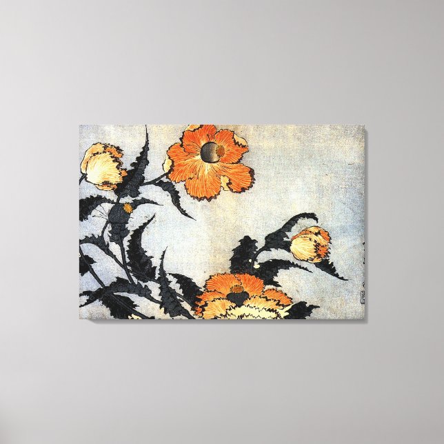 Katsushika Hokusai Ukiyo-e Woodcut Print - Poppies Leinwanddruck (Vorderseite)
