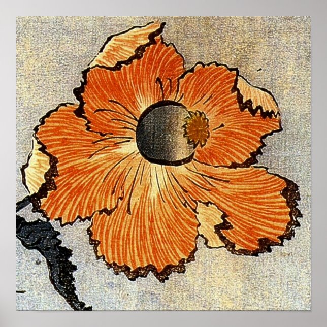 Katsushika Hokusai Ukiyo-e Woodcut Print - Poppies Poster (Vorne)