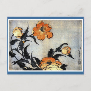 Katsushika Hokusai Ukiyo-e Woodcut Print - Poppies Postkarte