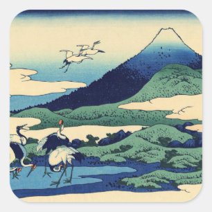 Katsushika Hokusai - Umegawa in der Provinz Sagami Quadratischer Aufkleber