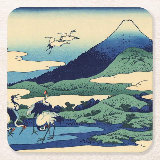 Katsushika Hokusai - Umegawa in der Provinz Sagami Rechteckiger Pappuntersetzer (Vorderseite)