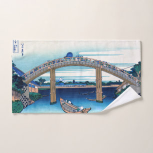 Katsushika Hokusai - Unter der Mannenbrücke, Fukag Badhandtuch Set