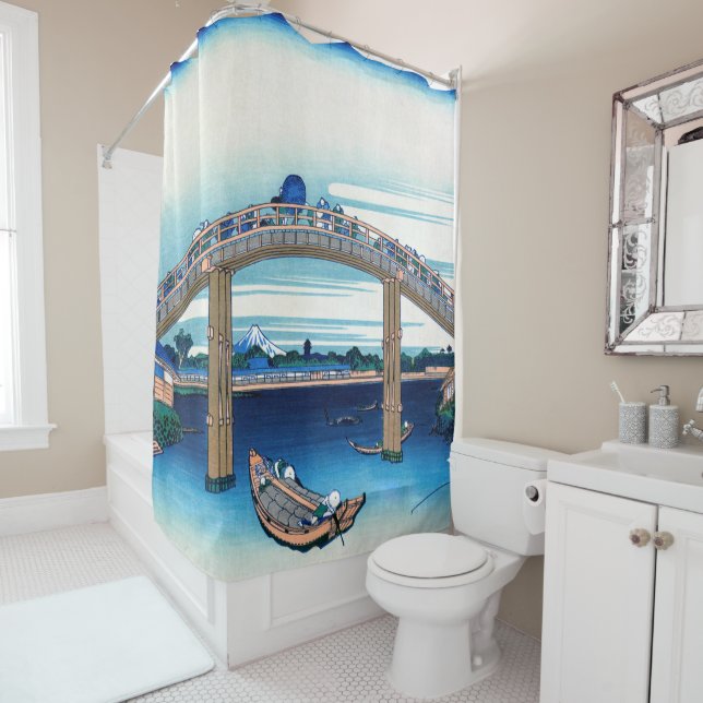 Katsushika Hokusai - Unter der Mannenbrücke, Fukag Duschvorhang (Beispiel)