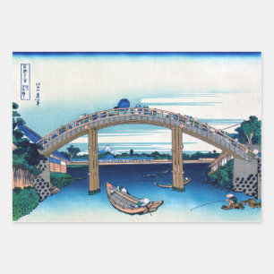 Katsushika Hokusai - Unter der Mannenbrücke, Fukag Geschenkpapier Set