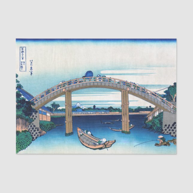 Katsushika Hokusai - Unter der Mannenbrücke, Fukag Seidenpapier (Vorderseite)