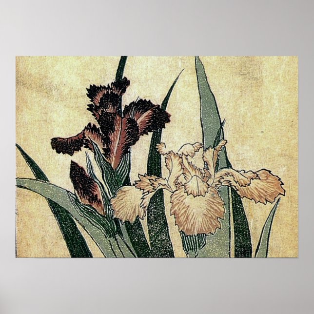 Katsushika Hokusais Ukiyo-e Woodcut Print: Irische Poster (Vorne)