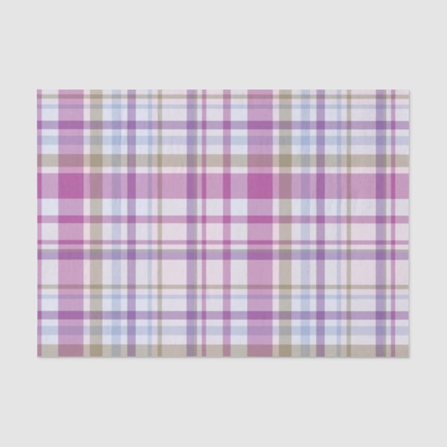 KATTEN LILA UND BLAUER KARIERTER MUSTER SEIDENPAPIER (Vorderseite)