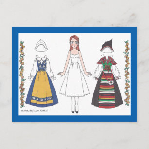 Katti of Sweden Paper Doll Postcard Postkarte