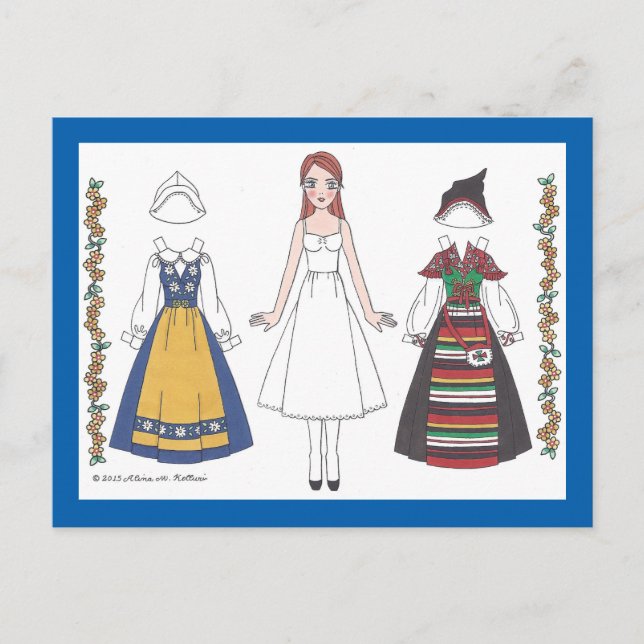 Katti of Sweden Paper Doll Postcard Postkarte (Vorderseite)