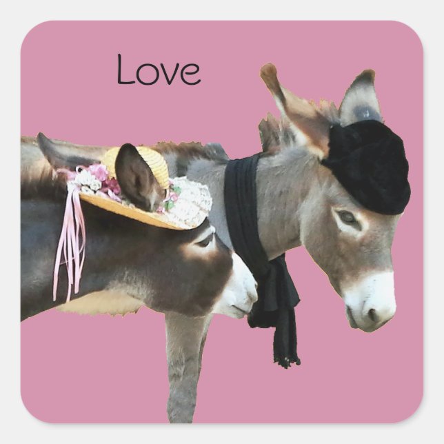 Katy & Stuart Quadratischer Aufkleber (Vorderseite)