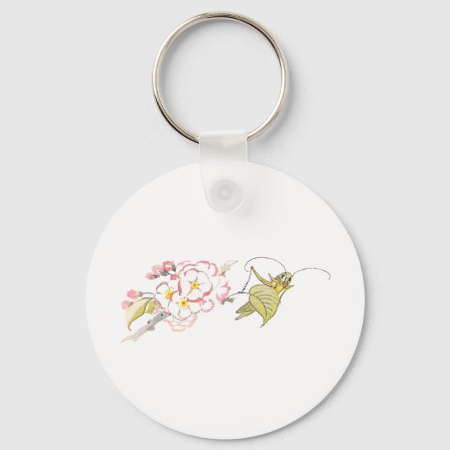 Katydid mit Kirschblüten Schlüsselanhänger (Vorderseite)