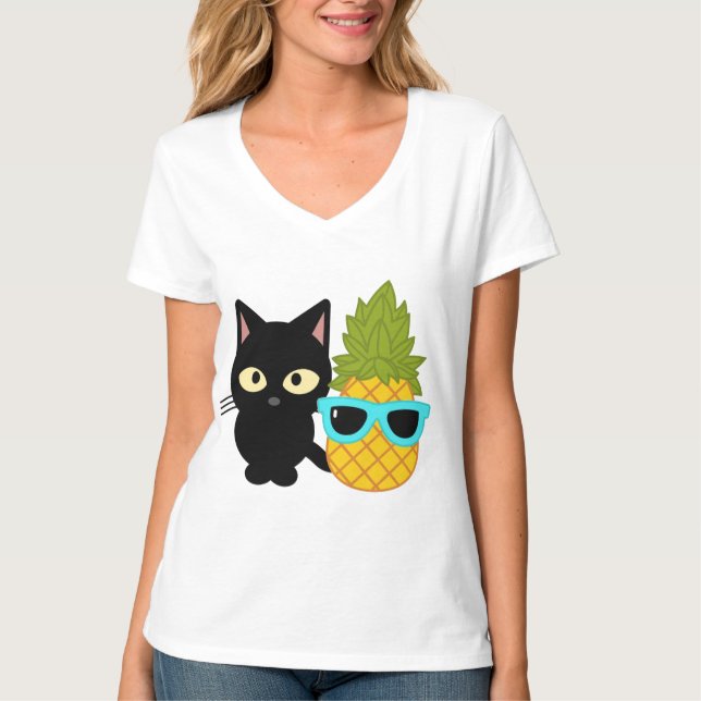 Katz und Ananas sind die besten Freunde T-Shirt (Vorderseite)