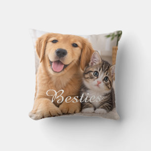 Katz-und-Hund-Freundes-Foto-Wurfkissen Kissen