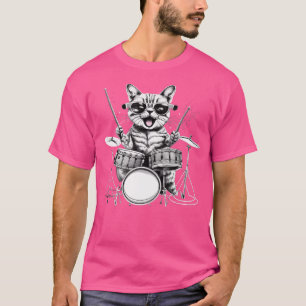 Katzband Schlagzeug spielende Katze T-Shirt