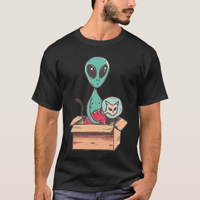 Kätzchen Alien Pappe Raumschiff Kosmonaut Katze T-Shirt (Vorderseite)