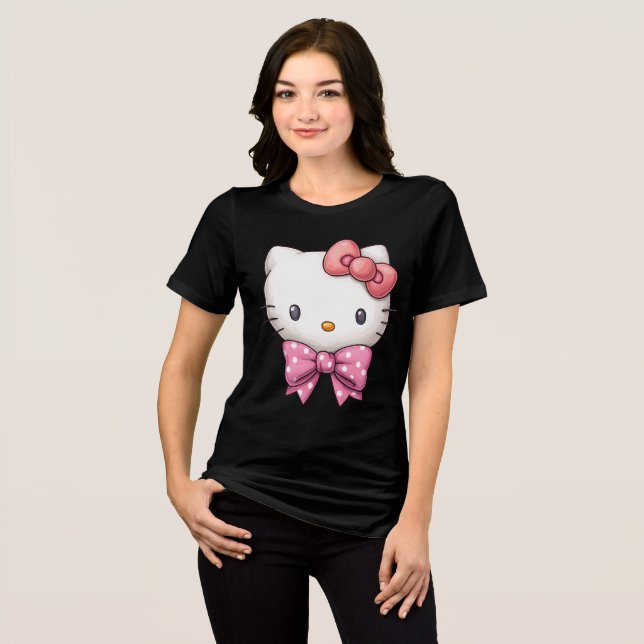 Kätzchen-Anhänger mit rosa Schleife Tri-Blend Shirt (Vorderseite voll)