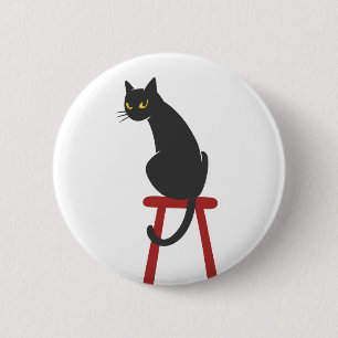 Kätzchen auf Holzhocker - Rücken Farbe Button