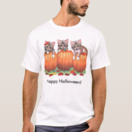 Kätzchen auf Kürbis zu Halloween T-Shirt
