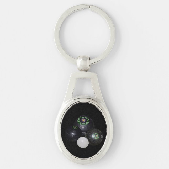 Kätzchen aus schwarzem Rasen und Kätzchen-Oval-Met Schlüsselanhänger (Vorderseite)