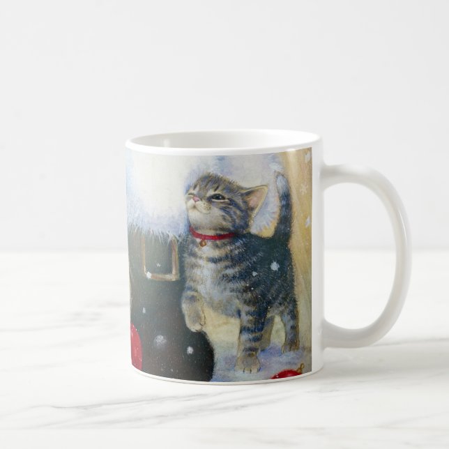 Kätzchen beim Weihnachtsboot Tasse (Rechts)