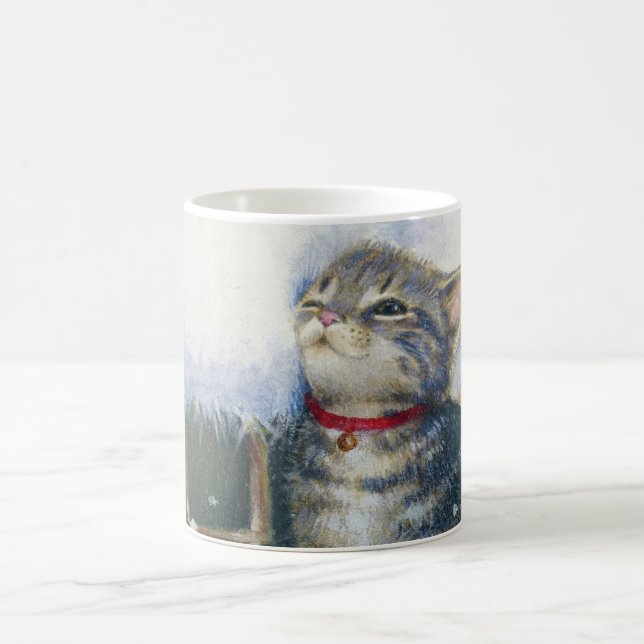 Kätzchen beim Weihnachtsboot Tasse (Mittel)