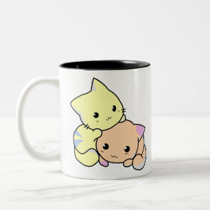 Kätzchen Cartoon Schnurrbart Katzen Niedlich Kätzc Zweifarbige Tasse