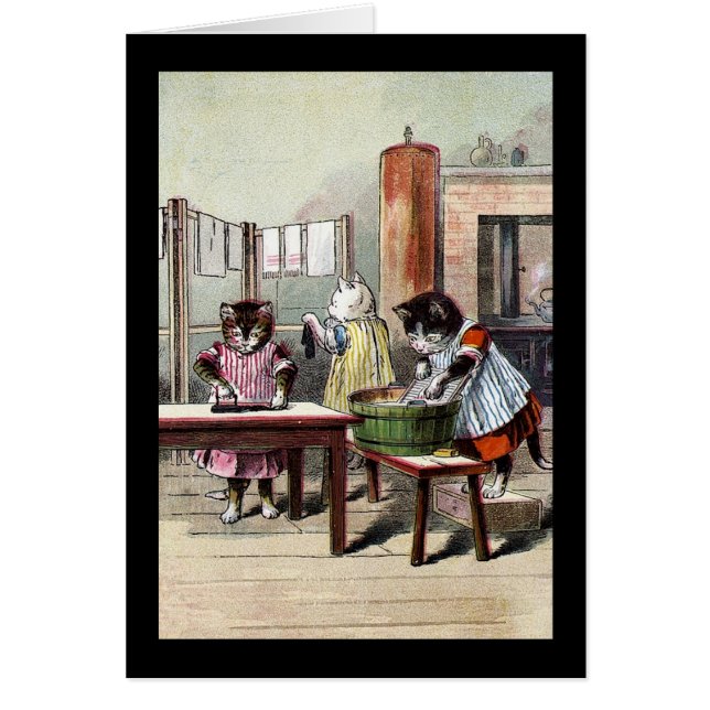 Kätzchen, die ihre Handschuhe waschen (Vorne)