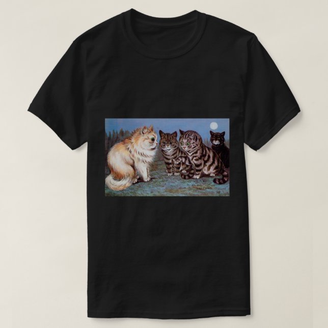 Kätzchen, die im Mondschein, Louis Wain sich T-Shirt (Design vorne)