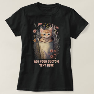 Kätzchen, die in einer Pokal-Blüte sitzen, Katzen- T-Shirt