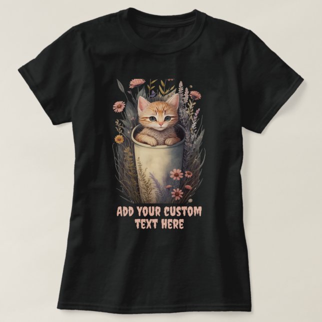 Kätzchen, die in einer Pokal-Blüte sitzen, Katzen- T-Shirt (Design vorne)