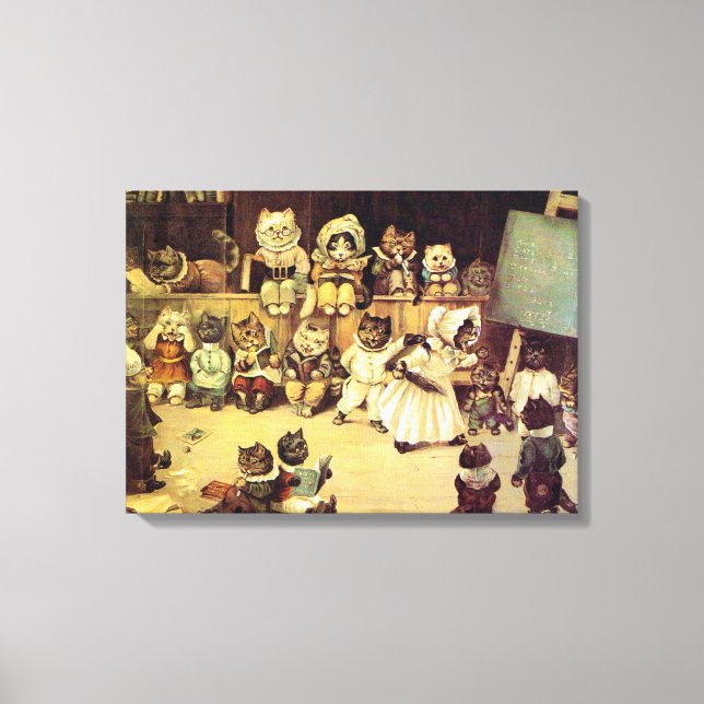 Kätzchen einer Katze-Schule, Louis Wain Leinwanddruck (Vorderseite)