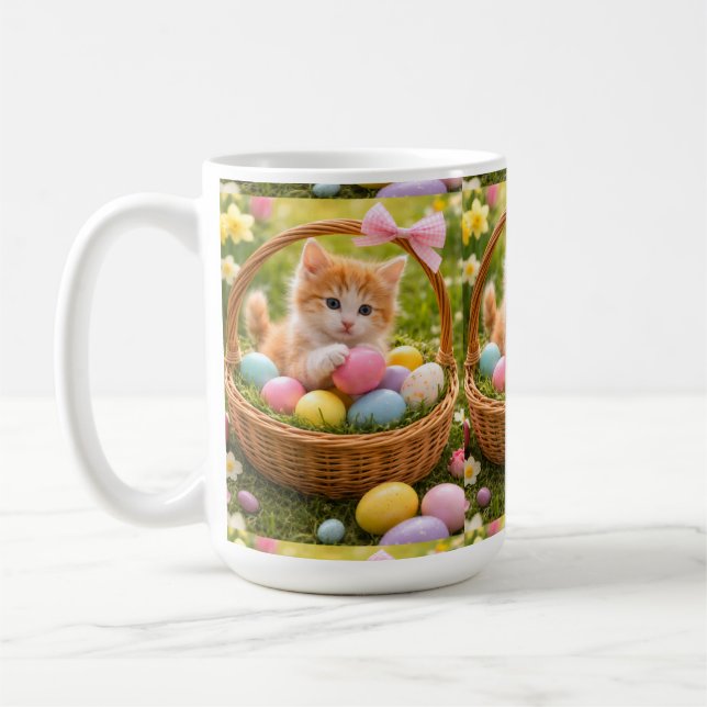 Kätzchen-Foto-Osterhasen-Muster  Kaffeetasse (Links)
