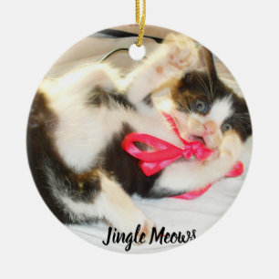 Kätzchen-Foto-Text-Jingle-Miauen, Anpassen, Keramik Ornament