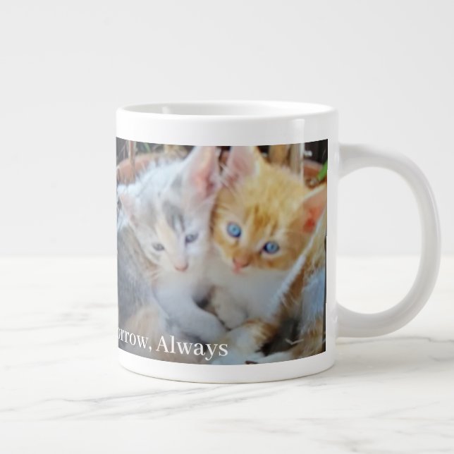 Kätzchen-Foto-Zitat Jumbo-Tasse (Rechts)