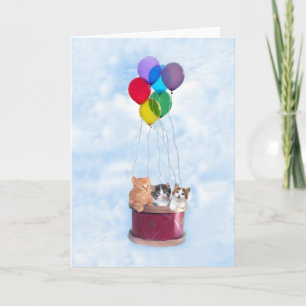 Kätzchen-Heißluft-Ballon-Gruß-Karte Karte