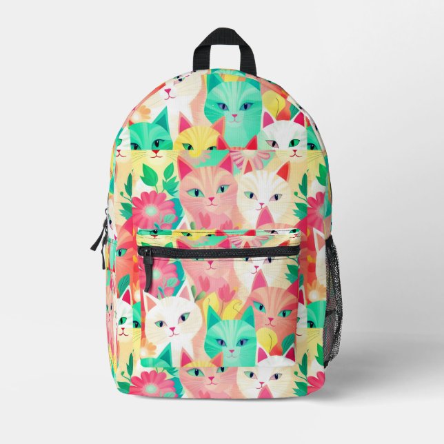 Kätzchen Huddle Pastel Gezeichnet Art Bedruckter Rucksack (Vorderseite)