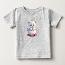 Kätzchen im Cup Pink Blume Baby T - Shirt