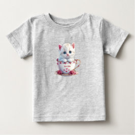 Kätzchen im Cup Pink Blume Baby T - Shirt