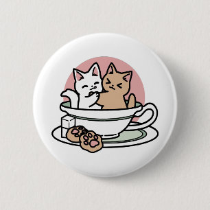 Kätzchen im Pokal knuddeln - Adorable Tea Time Button