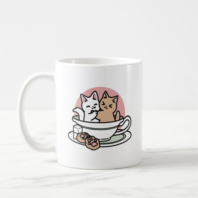 Kätzchen im Pokal knuddeln - Adorable Tea Time Kaffeetasse (Links)