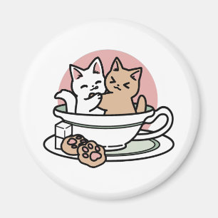 Kätzchen im Pokal knuddeln - Adorable Tea Time Magnet