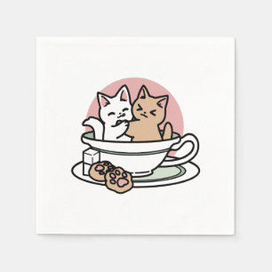 Kätzchen im Pokal knuddeln - Adorable Tea Time Serviette