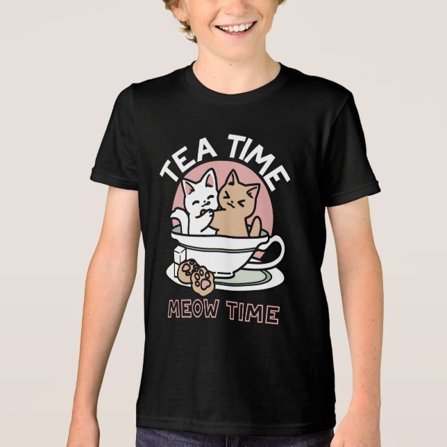 Kätzchen im Pokal knuddeln - Adorable Tea Time Tri-Blend Shirt (Vorderseite)