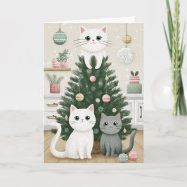Kätzchen im Weihnachtsbaum Karte