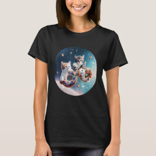 Kätzchen im Weltraum mit Donuts Niedliche Katzenju T-Shirt