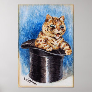 Kätzchen im Zylinder, Louis Wain Poster