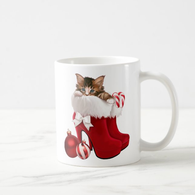 Kätzchen in den Weihnachtsschuhen Kaffeetasse (Rechts)